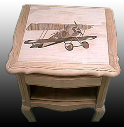 Canadian biplane in marquetry
