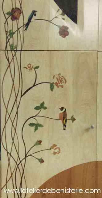 marqueterie contemporaine oiseaux