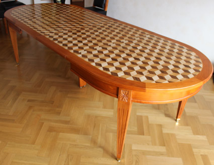Table with a diamond marquetry top