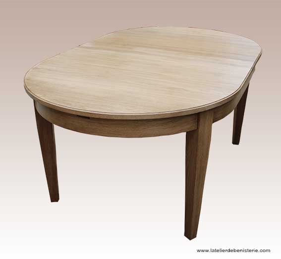 Oak table in oval shape